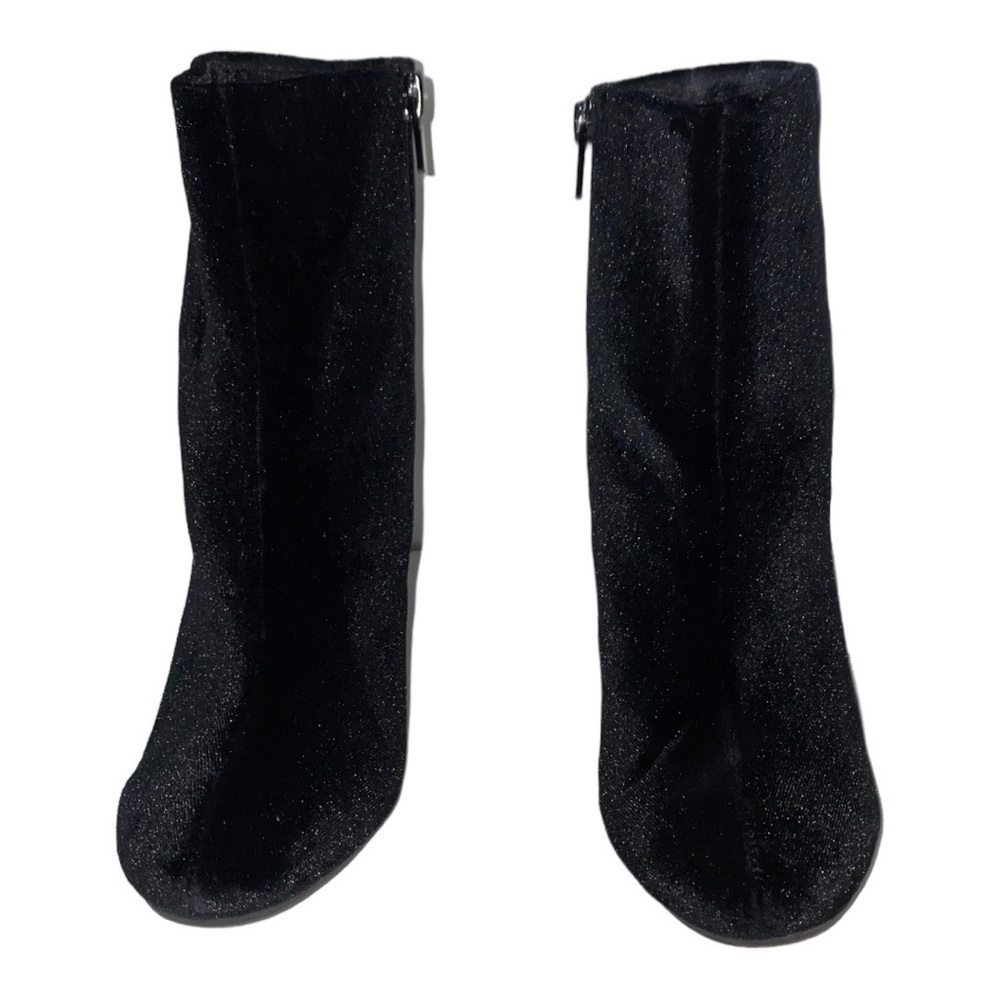 Christian Siriano Women 5M Chunky Black Velvet Ankle Booties Winter Outdoor - Picture 3 of 12